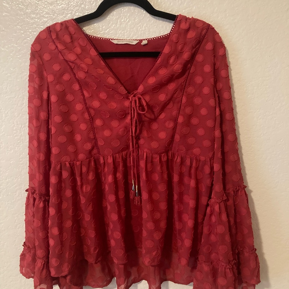 Soft Surroundings Red Polka Dot Blouse